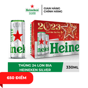 Bia Heineken Silver 330ml/lon - Bao Bì Xuân (Thùng 24 lon)