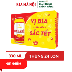 Thùng 24 lon Bia Hà Nội - HABECO (330ml/lon) - Phiên Bản Tết 2023